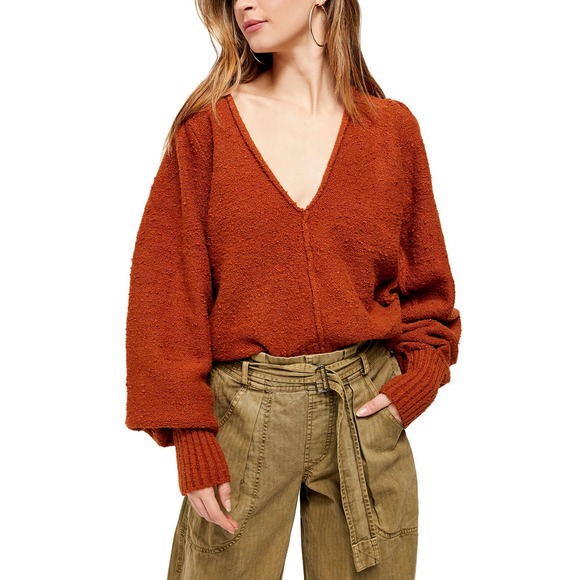 Free People Sweaters - Free People Reverie Sweater Burnt Butter Balloon Sleeves Women’s Size XS NWT
